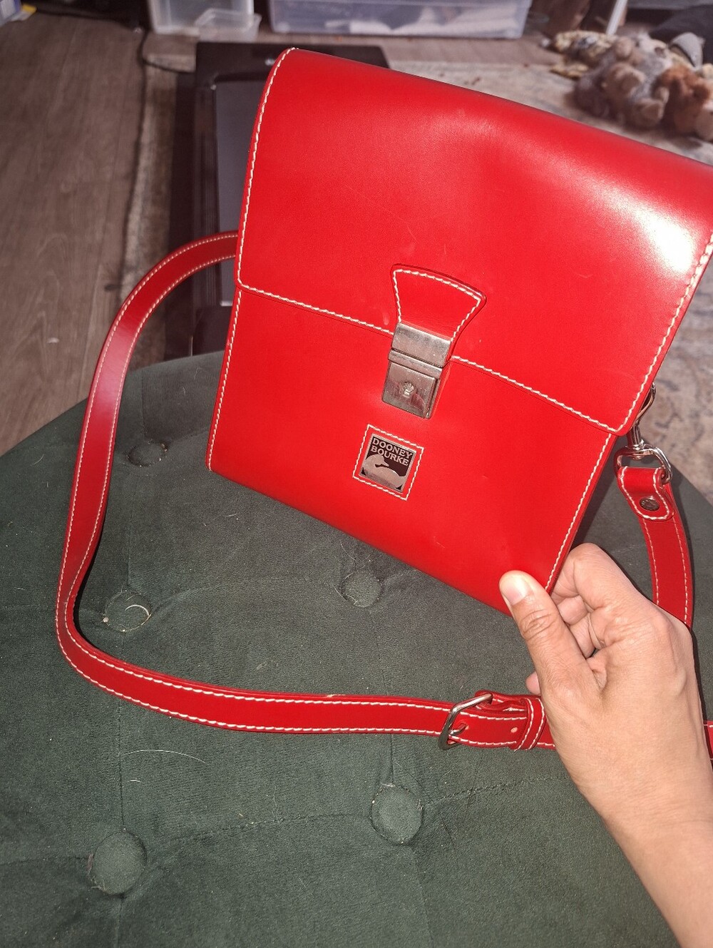 Limited Edition Dooney & Bourke Brick Red Leather Crossbody Satchel